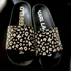 Sandals black and white rubber